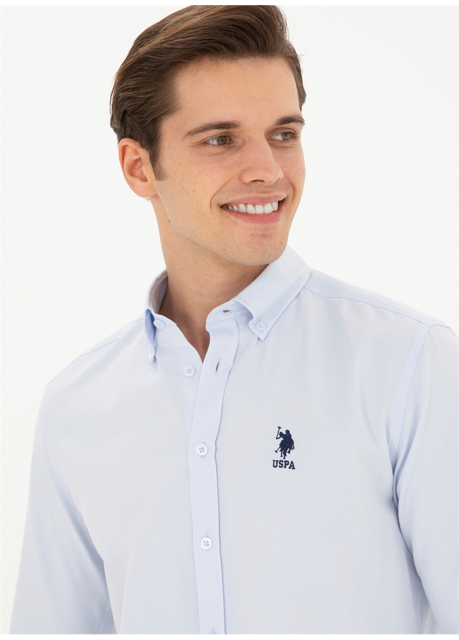 U.S. Polo Assn. Regular Fit Düğmeli Yaka Açık Mavi Erkek Gömlek GOXREG024Y_1