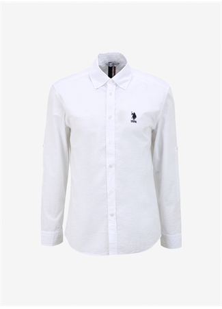 U.S. Polo Assn. Regular Fit Düğmeli Yaka Beyaz Erkek Gömlek HARINO024Y