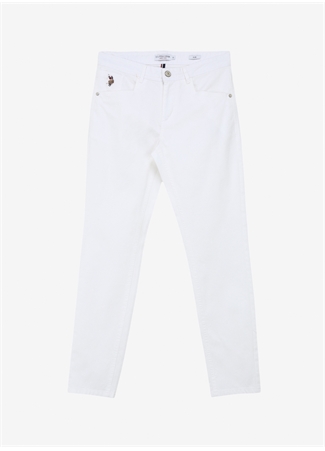 U.S. Polo Assn. Normal Bel Normal Paça Slim Fit Beyaz Erkek Pantolon MICHES