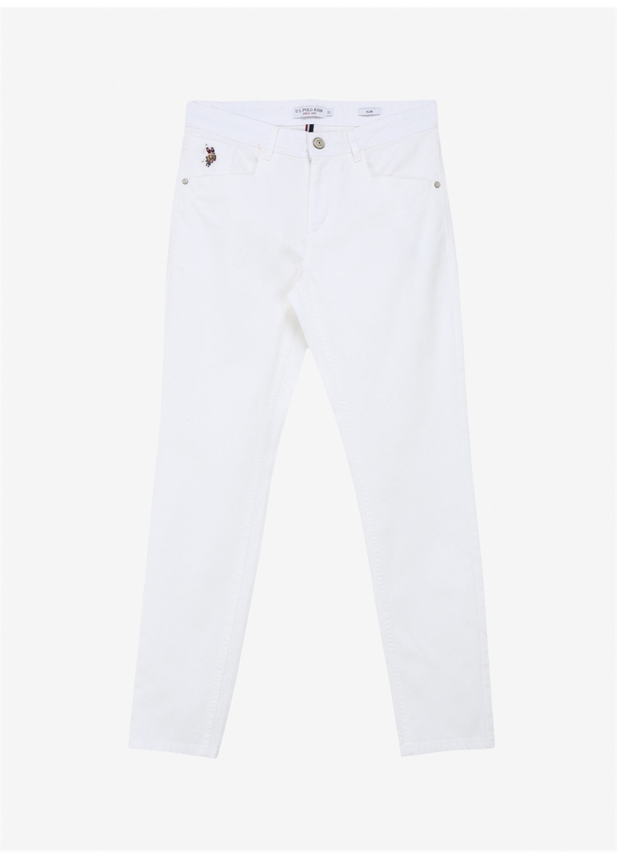 U.S. Polo Assn. Normal Bel Normal Paça Slim Fit Beyaz Erkek Pantolon MICHES_0