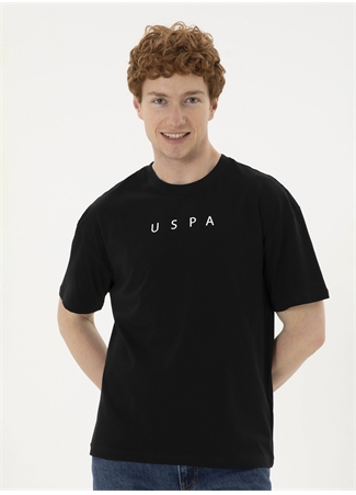 U.S. Polo Assn. Bisiklet Yaka Siyah Erkek T-Shirt NAVU_0