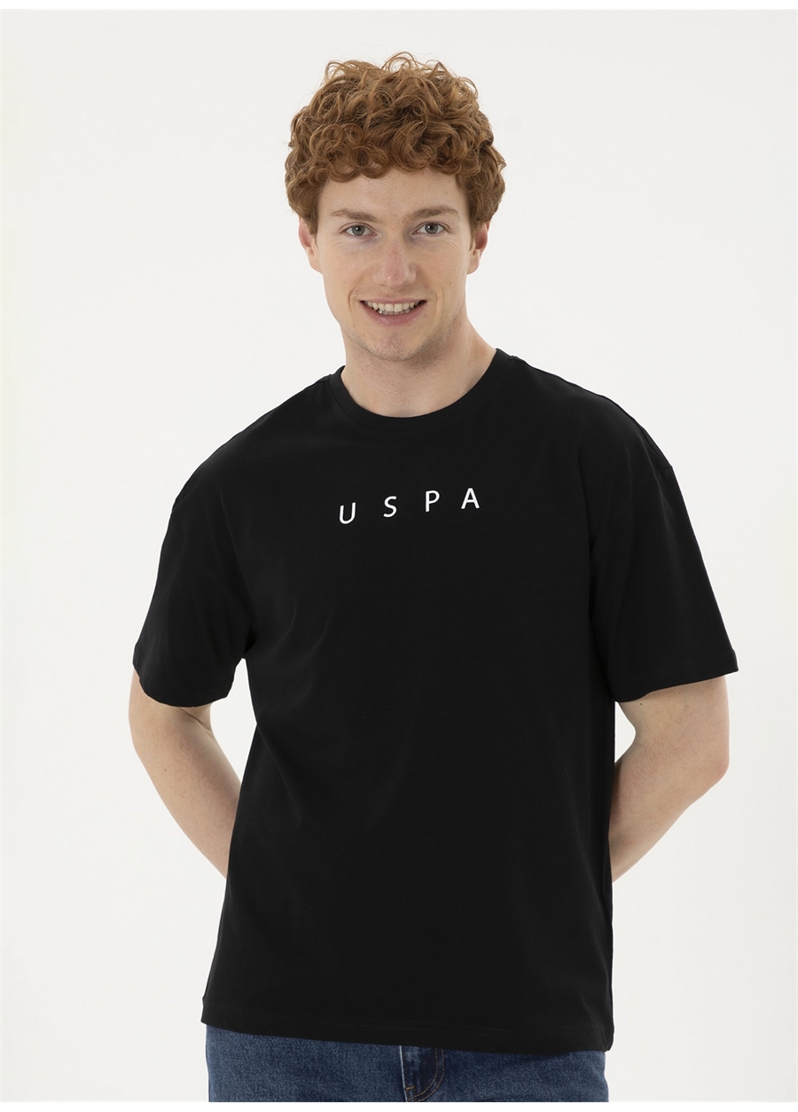 U.S. Polo Assn. Bisiklet Yaka Siyah Erkek T-Shirt NAVU_0