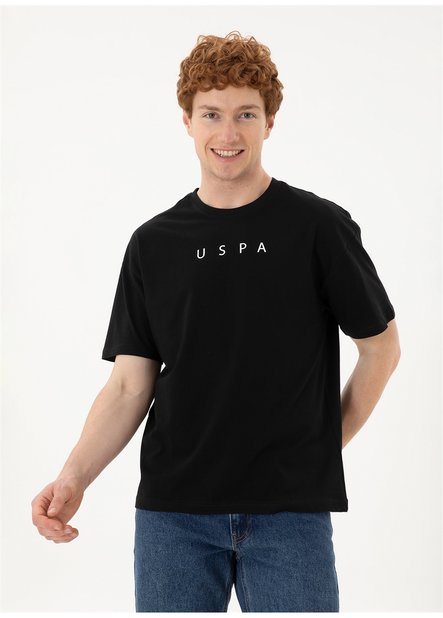 U.S. Polo Assn. Bisiklet Yaka Siyah Erkek T-Shirt NAVU_2