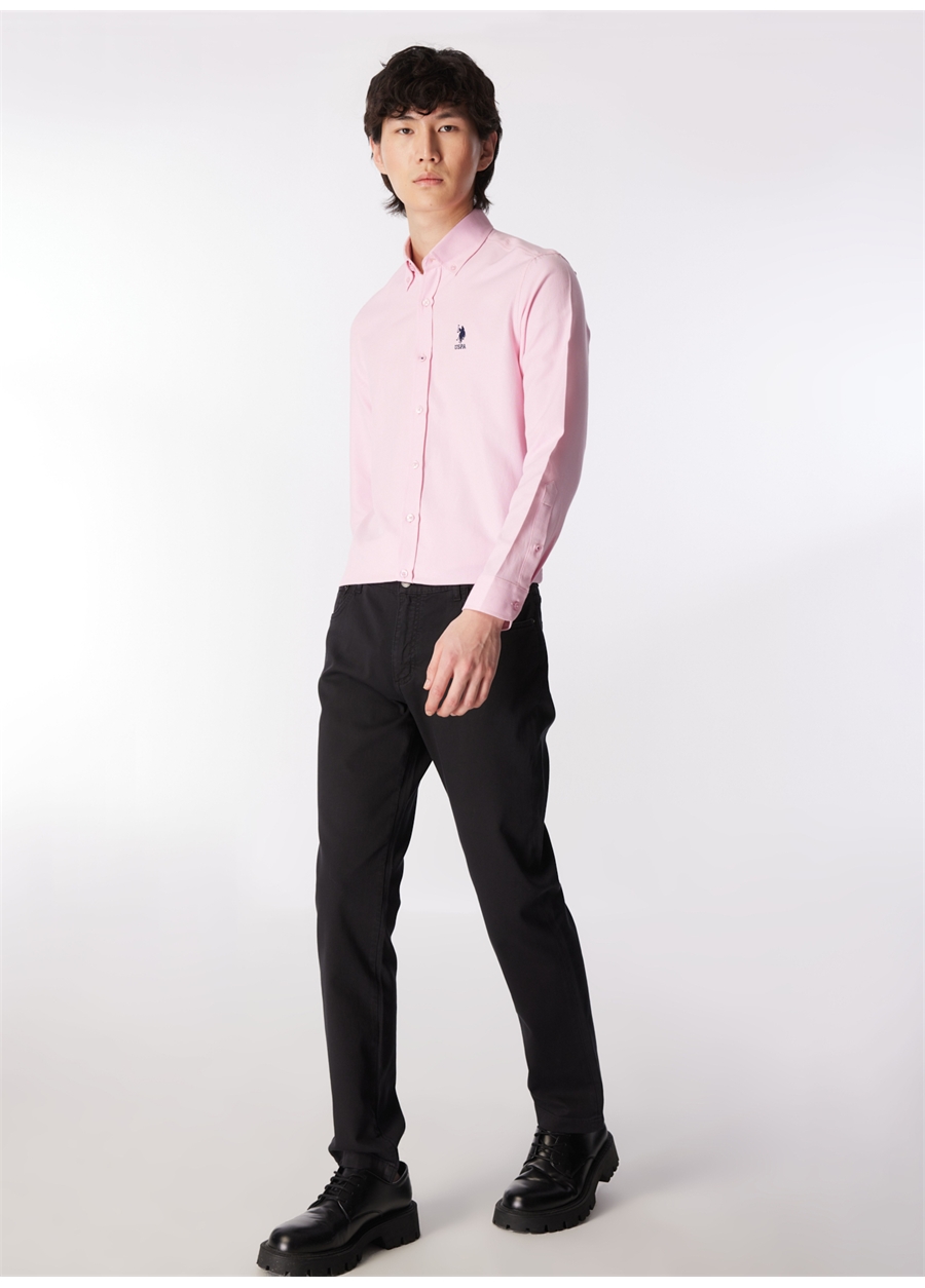 U.S. Polo Assn. Slim Fit Düğmeli Yaka Pembe Erkek Gömlek NOVA024Y_1