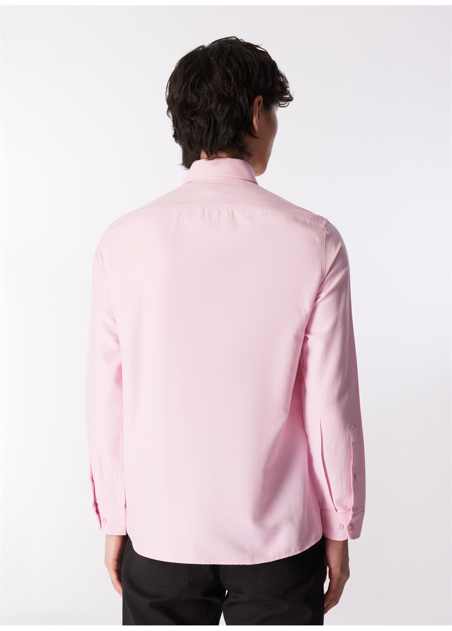 U.S. Polo Assn. Slim Fit Düğmeli Yaka Pembe Erkek Gömlek NOVA024Y_4