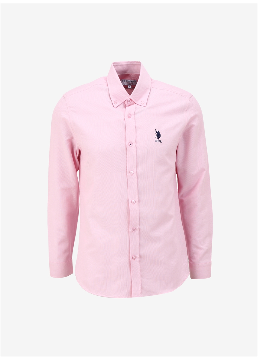 U.S. Polo Assn. Slim Fit Düğmeli Yaka Pembe Erkek Gömlek NOVA024Y_5