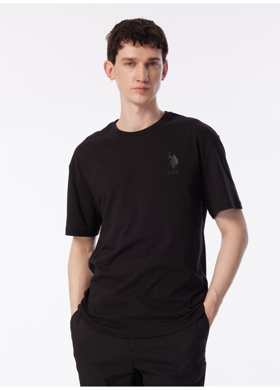 U.S. Polo Assn. Bisiklet Yaka Siyah Erkek T-Shirt ROKES_0