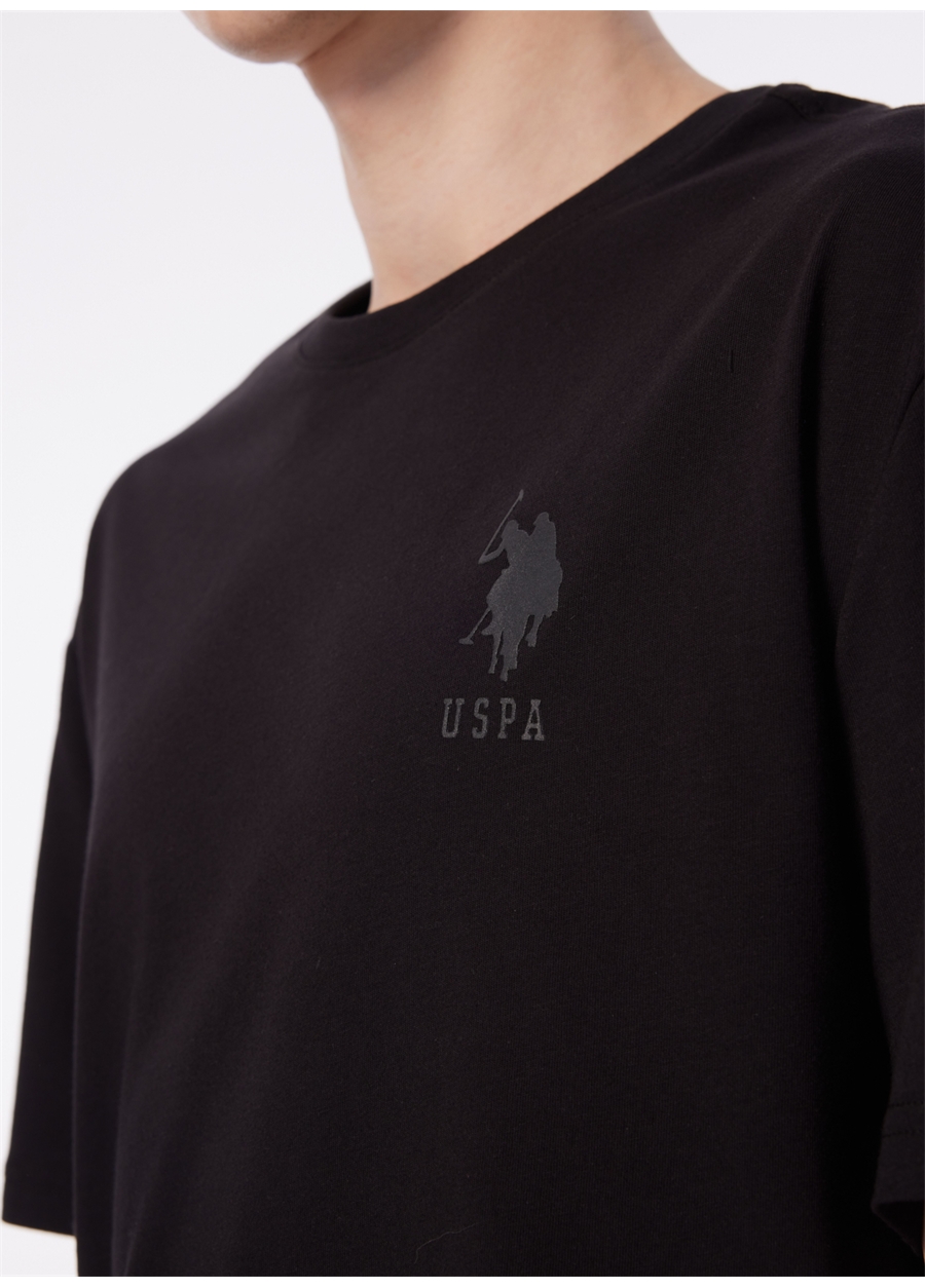 U.S. Polo Assn. Bisiklet Yaka Siyah Erkek T-Shirt ROKES_3