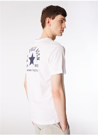 U.S. Polo Assn. Bisiklet Yaka Beyaz Erkek T-Shirt SANT