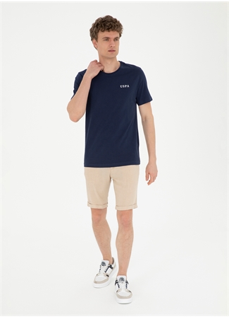 U.S. Polo Assn. Bisiklet Yaka Lacivert Erkek T-Shirt SANT_4