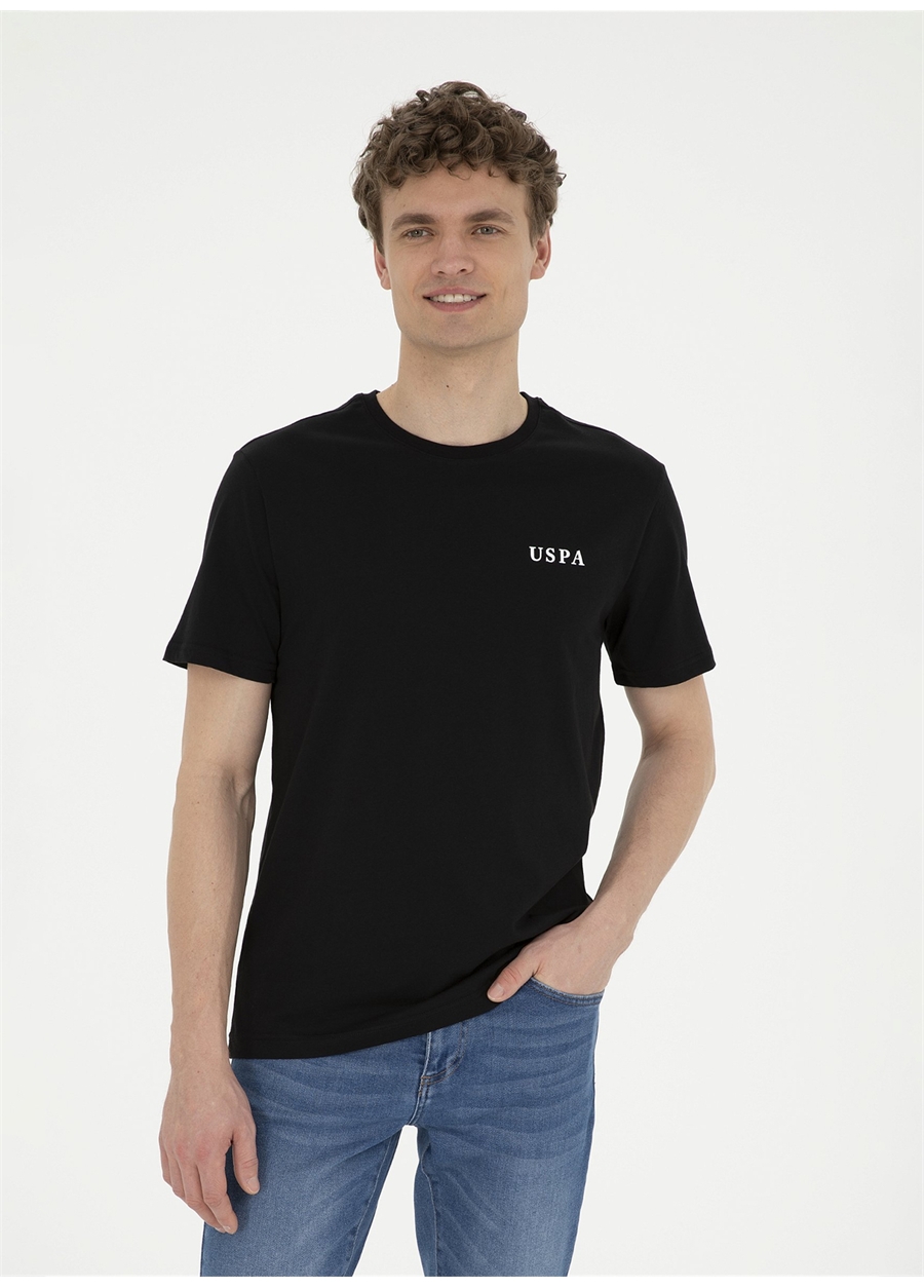 U.S. Polo Assn. Bisiklet Yaka Siyah Erkek T-Shirt SANT_0