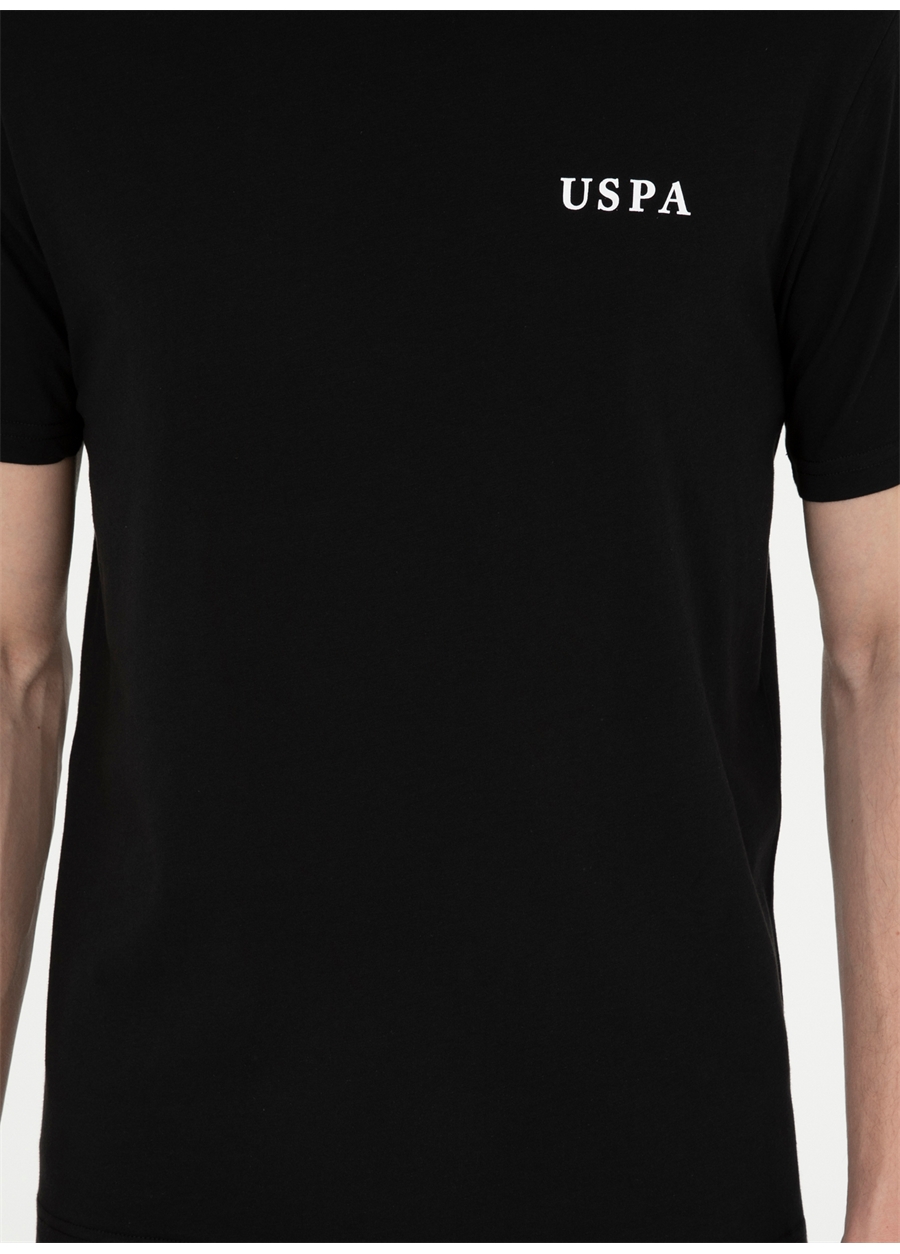 U.S. Polo Assn. Bisiklet Yaka Siyah Erkek T-Shirt SANT_5