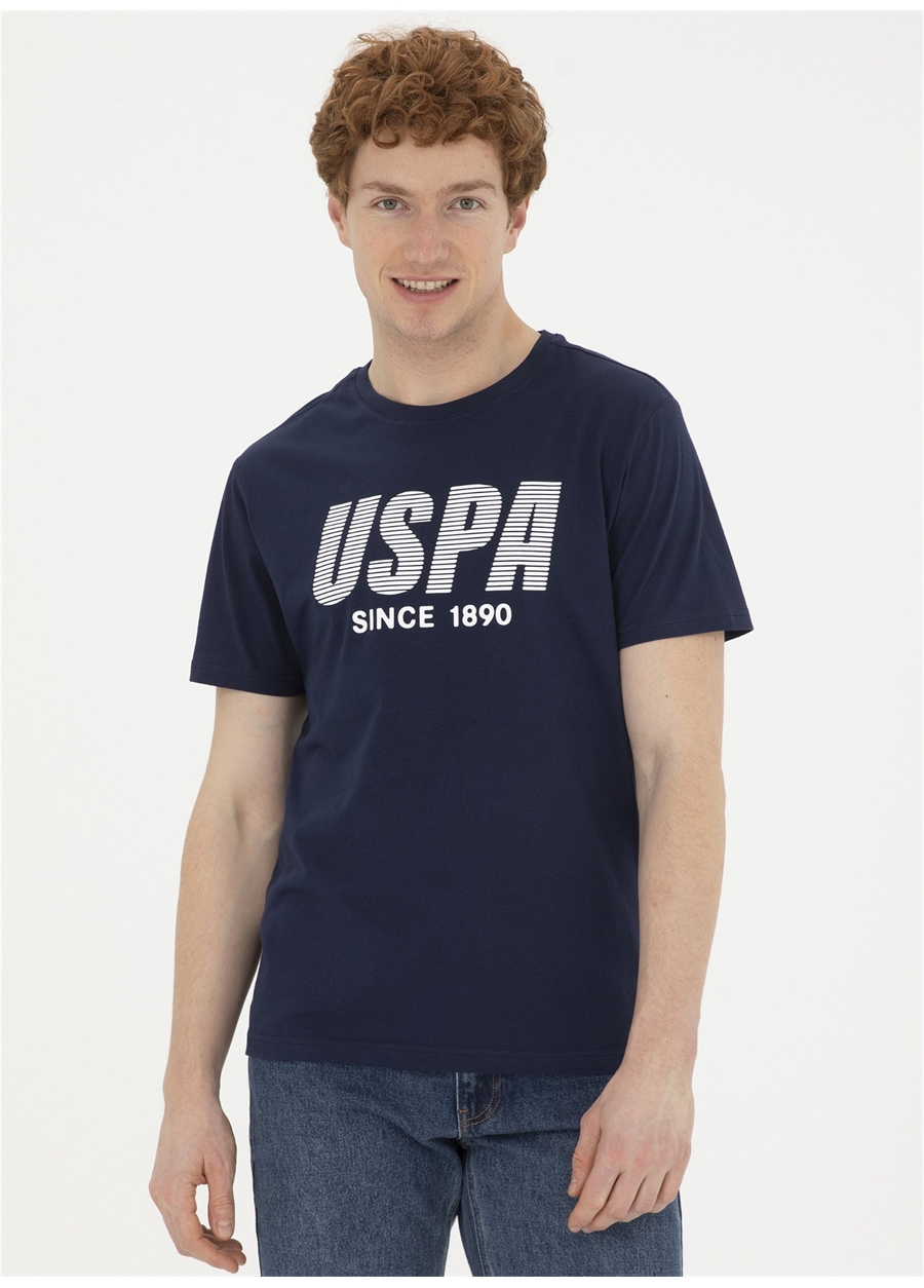 U.S. Polo Assn. Bisiklet Yaka Lacivert Erkek T-Shirt TEVER_0