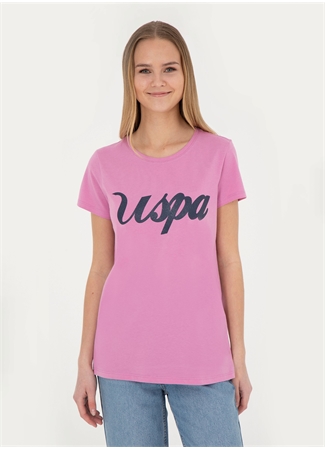 U.S. Polo Assn. Bisiklet Yaka Eflatun Kadın T-Shirt BEAN-IY24