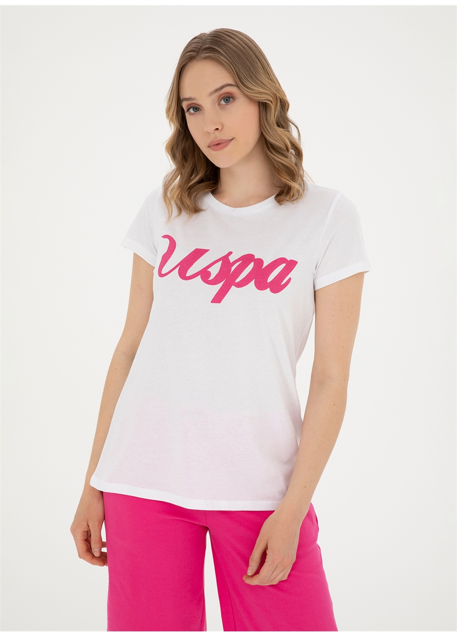 U.S. Polo Assn. Bisiklet Yaka Beyaz Kadın T-Shirt BEAN-IY24_2