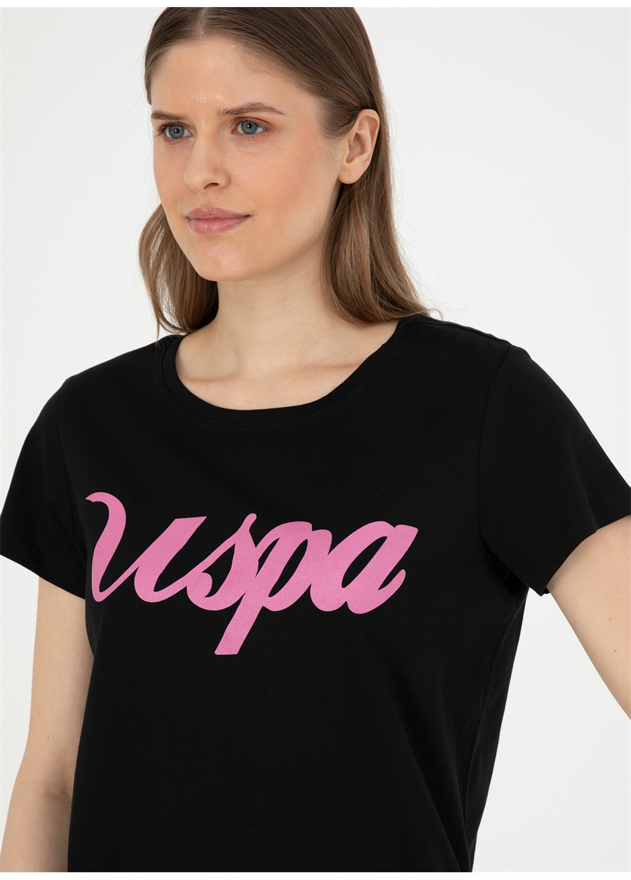 U.S. Polo Assn. Bisiklet Yaka Siyah Kadın T-Shirt BEAN-IY24_1