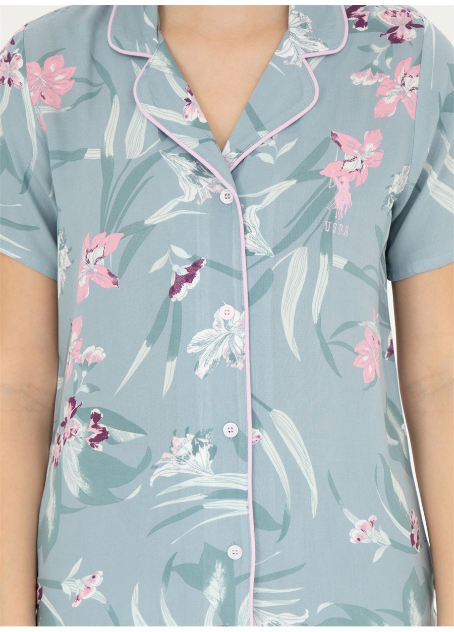 U.S. Polo Assn. Gömlek Yaka Mint Kadın Pijama Takımı 17047_4