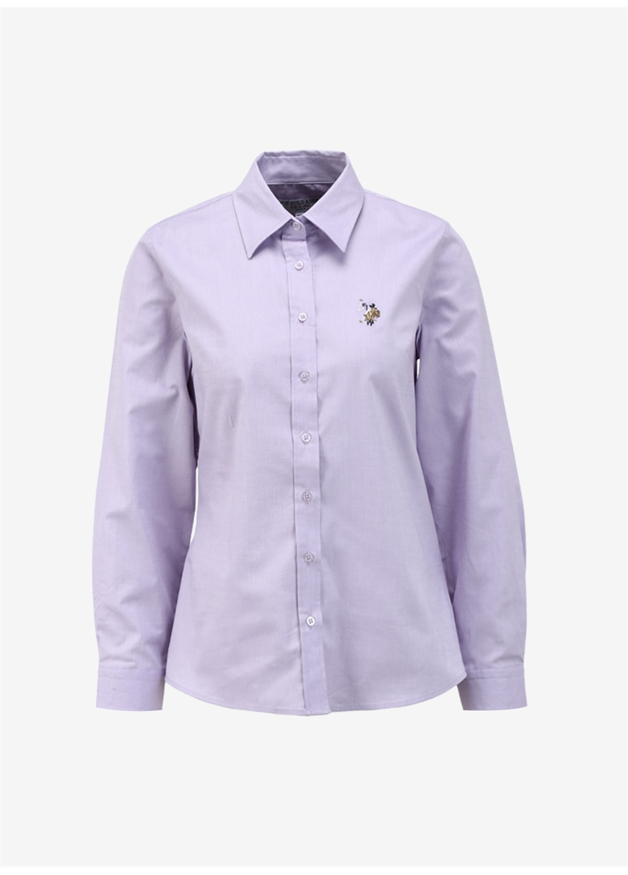 U.S. Polo Assn. Slim Fit Gömlek Yaka Lila Kadın Gömlek CRISCOLOR024Y