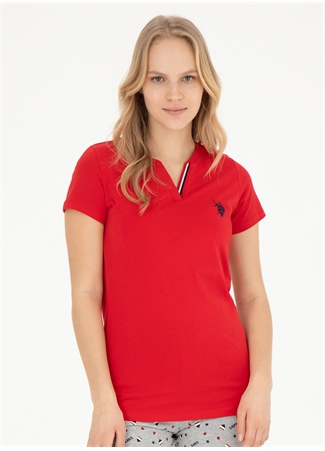 U.S. Polo Assn. V Yaka Kırmızı Kadın Pijama Takımı 17004_1