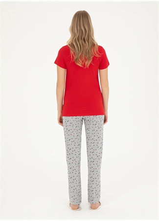 U.S. Polo Assn. V Yaka Kırmızı Kadın Pijama Takımı 17004_3