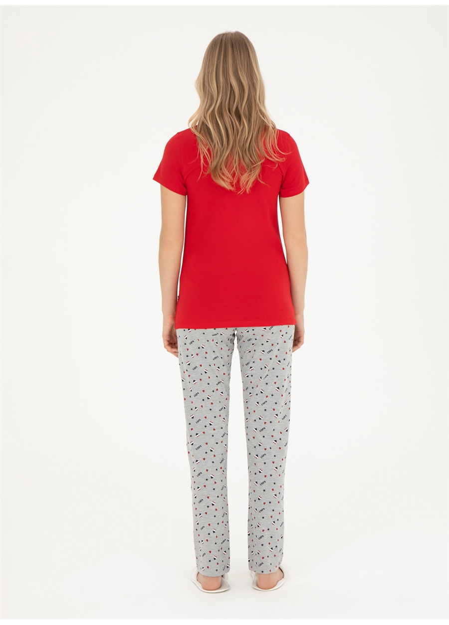 U.S. Polo Assn. V Yaka Kırmızı Kadın Pijama Takımı 17004_3
