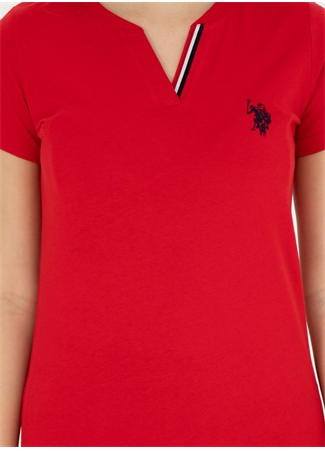 U.S. Polo Assn. V Yaka Kırmızı Kadın Pijama Takımı 17004_4