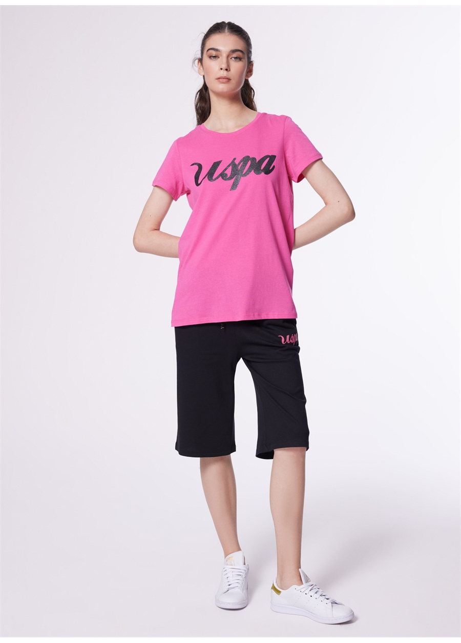 U.S. Polo Assn. Bisiklet Yaka Fuşya Kadın T-Shirt BEAN-IY24_1