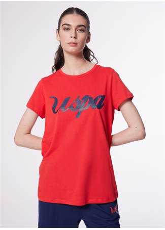 U.S. Polo Assn. Bisiklet Yaka Kırmızı Kadın T-Shirt BEAN-IY24_0