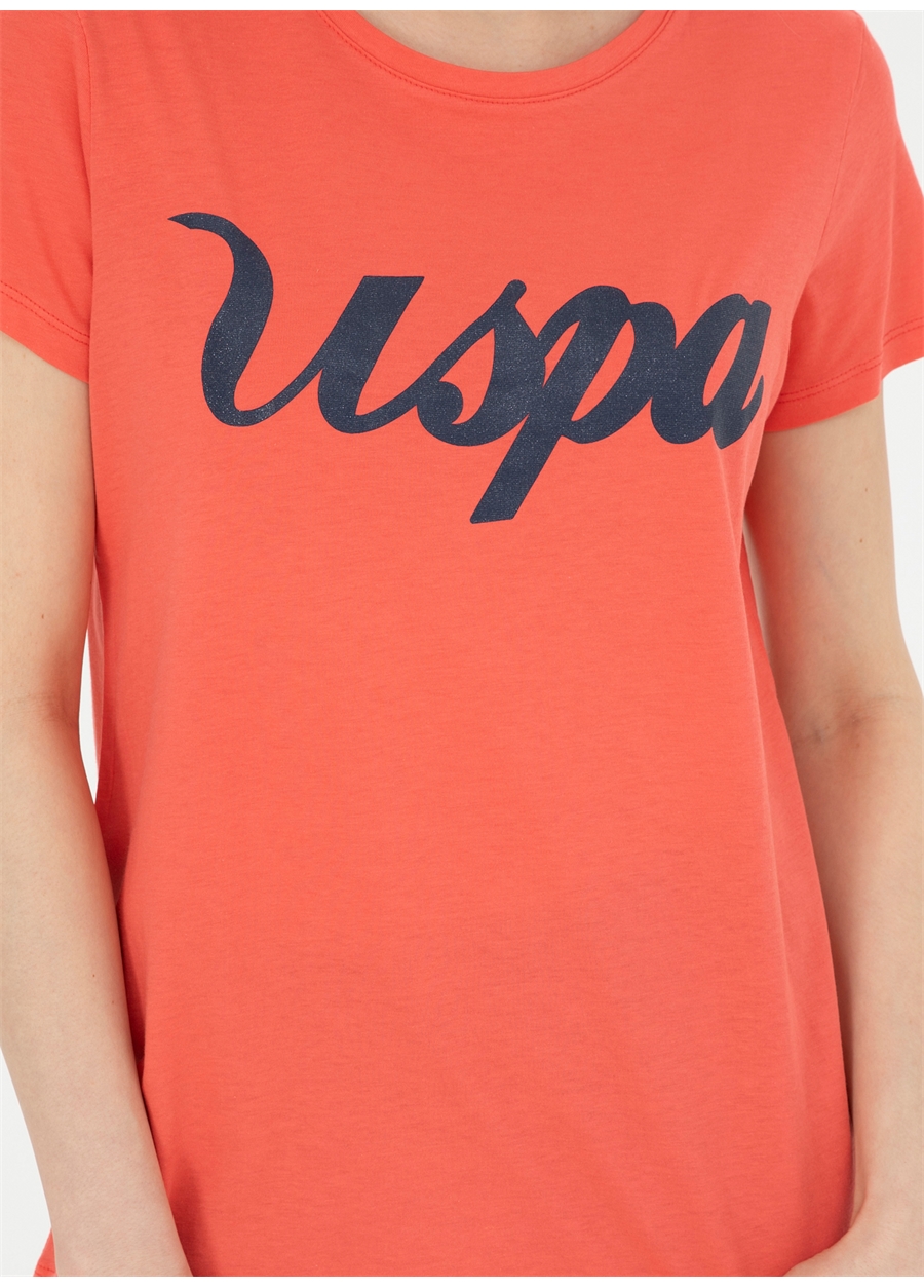 U.S. Polo Assn. Bisiklet Yaka Nar Çiçeği Kadın T-Shirt BEAN-IY24_5