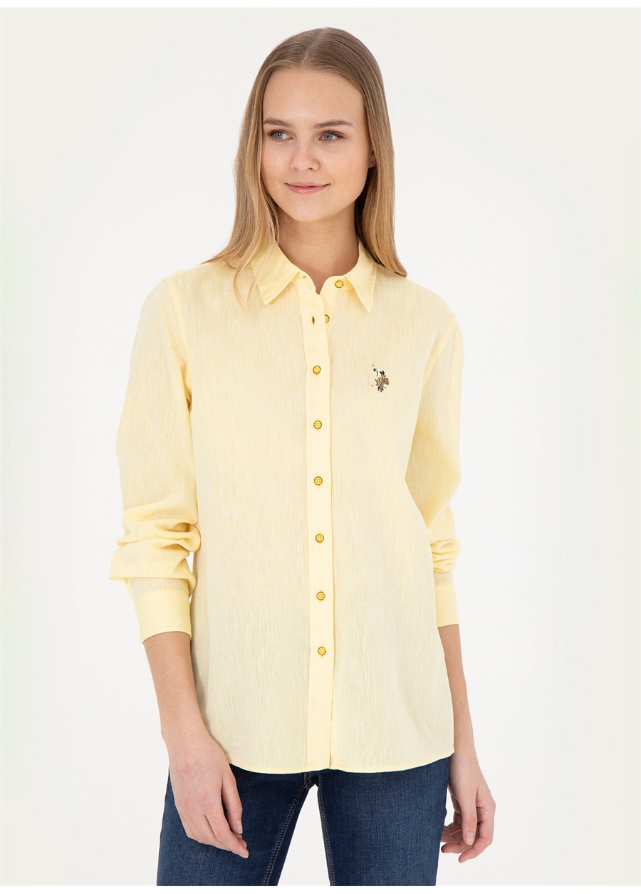U.S. Polo Assn. Standart Gömlek Yaka Sarı Kadın Gömlek ELMY024Y