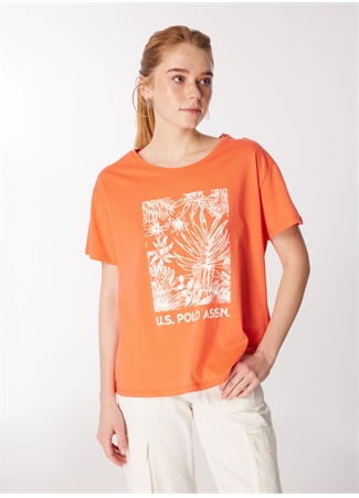 U.S. Polo Assn. Bisiklet Yaka Nar Çiçeği Kadın T-Shirt GESTI_0