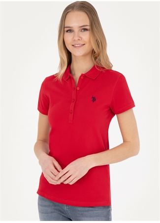 U.S. Polo Assn. Polo Yaka Lacivert - Kırmızı Kadın T-Shirt GTP-IY24_1