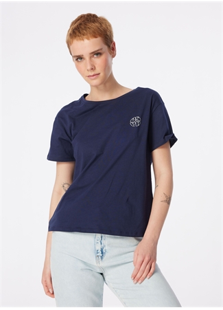 U.S. Polo Assn. Bisiklet Yaka Lacivert Kadın T-Shirt GOVE_0