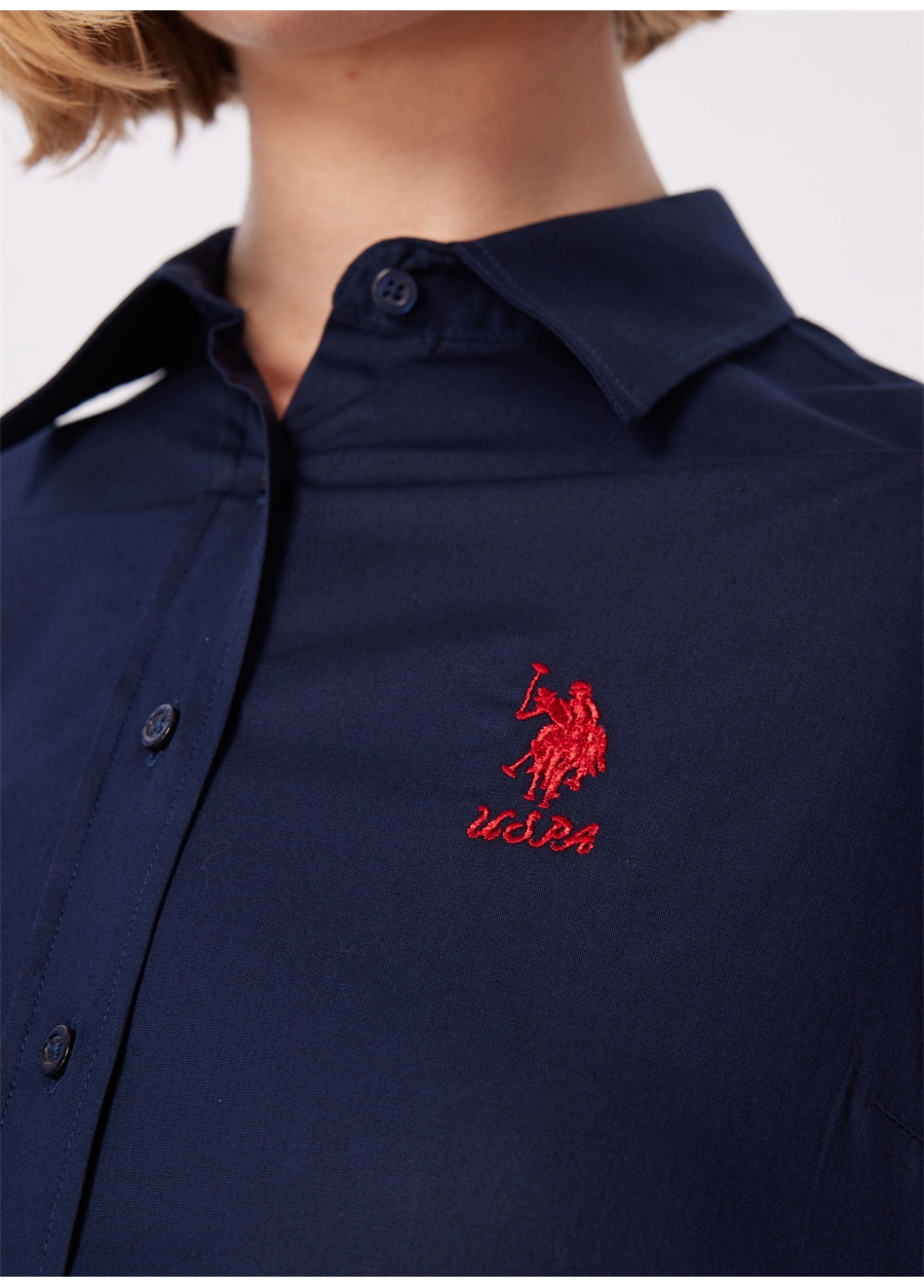 U.S. Polo Assn. Slim Fit Gömlek Yaka Lacivert Kadın Gömlek SALY024Y_4