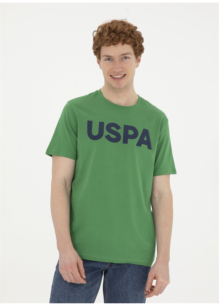 U.S. Polo Assn. Bisiklet Yaka Yeşil Erkek T-Shirt GEARTIY024