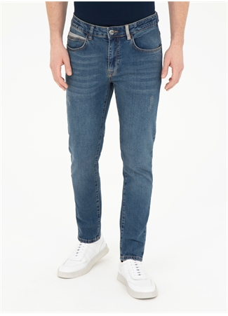 Pierre Cardin Normal Bel Normal Paça Slim Fit Mavi Erkek Denim Pantolon ARNIS