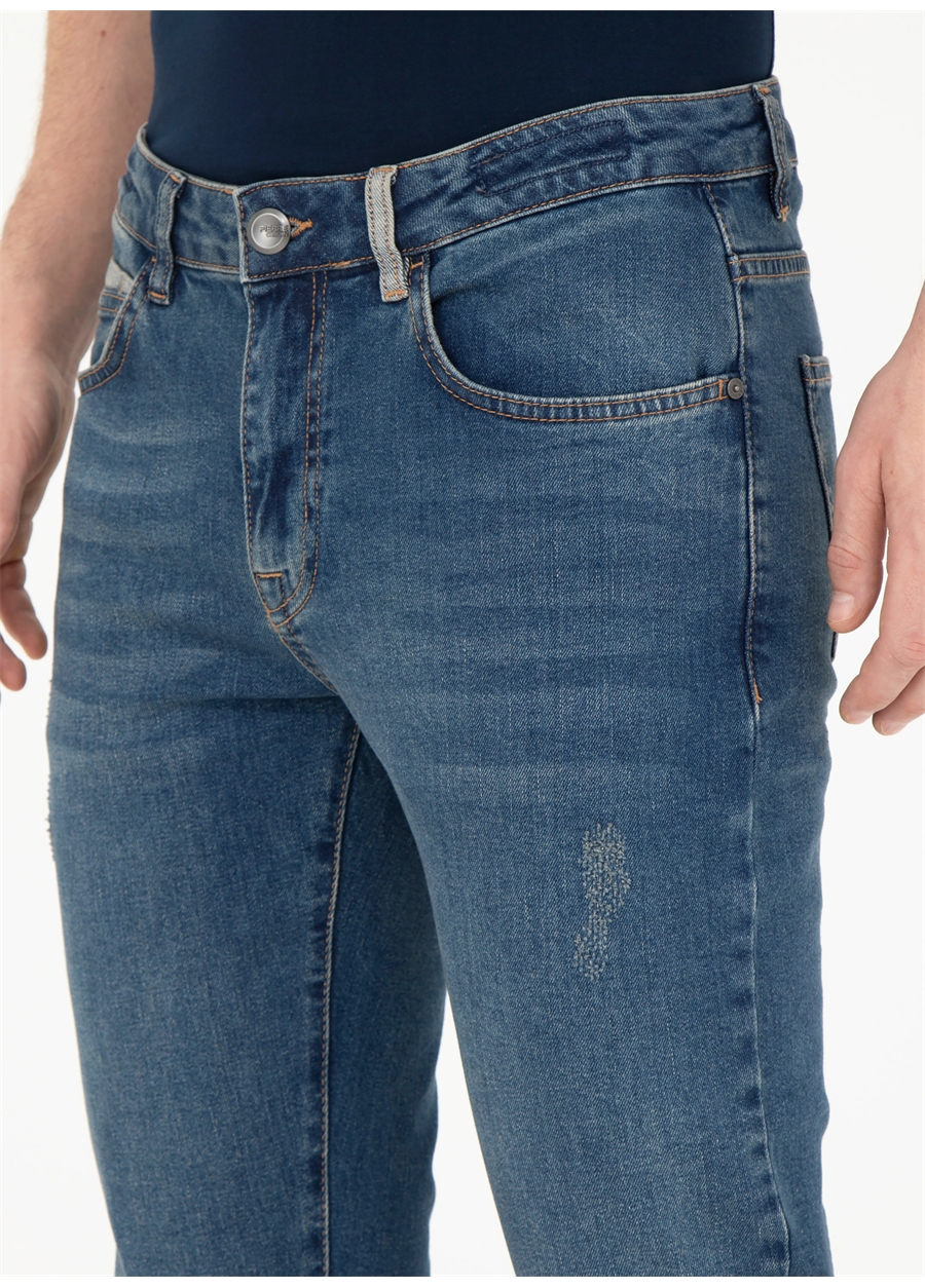 Pierre Cardin Normal Bel Normal Paça Slim Fit Mavi Erkek Denim Pantolon ARNIS_4