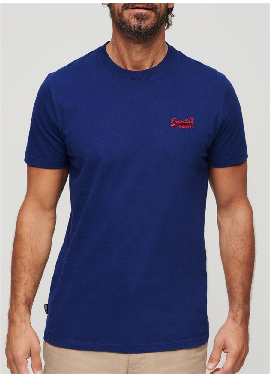 Superdry Bisiklet Yaka Düz Lacivert Erkek T-Shirt M1011245AJZD_ESSENTIAL LOGO EMB TEE_3