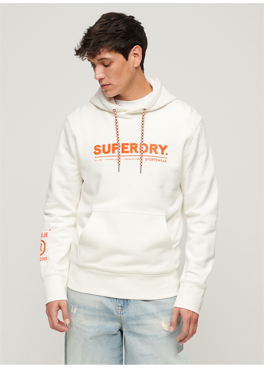 Superdry Kapüşon Yaka Beyaz Erkek Sweatshırt M2013524A1KZ_UTILITY SPORT LOGO LOO_1