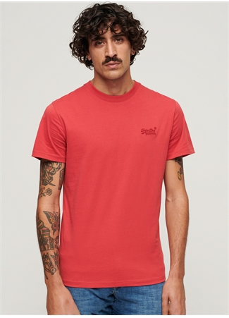 Superdry Bisiklet Yaka Düz Kırmızı Erkek T-Shirt M1011927A4FE_ESSENTIAL LOGO EMB TEE_1