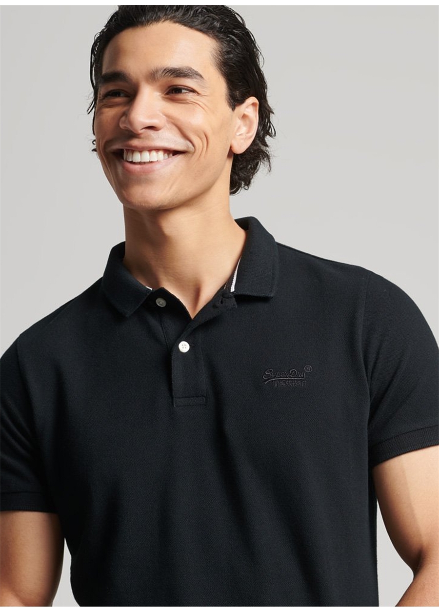 Superdry Düz Siyah Erkek Polo T-Shirt M1110343A02A_CLASSIC PIQUE POLO_1