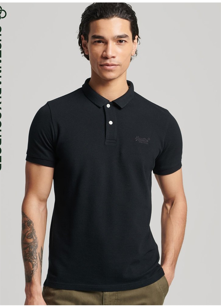 Superdry Düz Siyah Erkek Polo T-Shirt M1110343A02A_CLASSIC PIQUE POLO_2