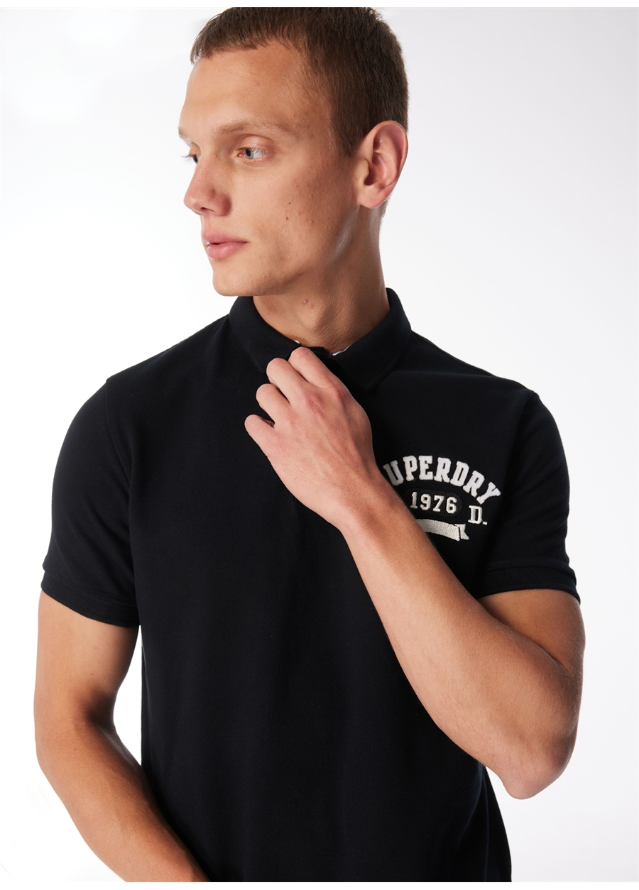 Superdry Baskılı Siyah Erkek Polo T-Shirt M1110349A02A_APPLIQUE CLASSIC FIT P_0