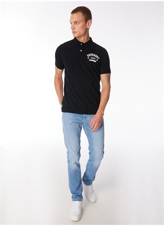 Superdry Baskılı Siyah Erkek Polo T-Shirt M1110349A02A_APPLIQUE CLASSIC FIT P_1