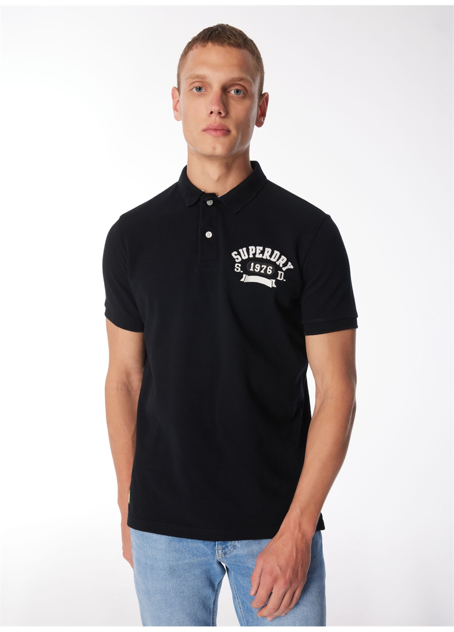 Superdry Baskılı Siyah Erkek Polo T-Shirt M1110349A02A_APPLIQUE CLASSIC FIT P_3