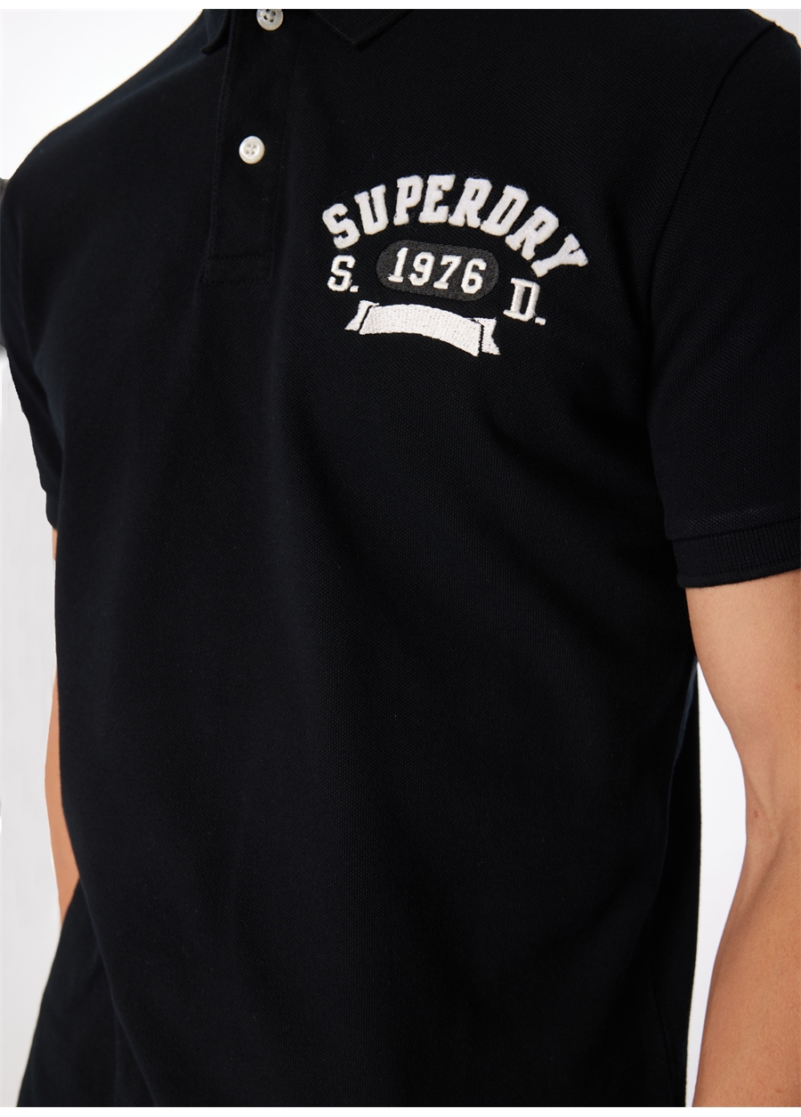 Superdry Baskılı Siyah Erkek Polo T-Shirt M1110349A02A_APPLIQUE CLASSIC FIT P_4