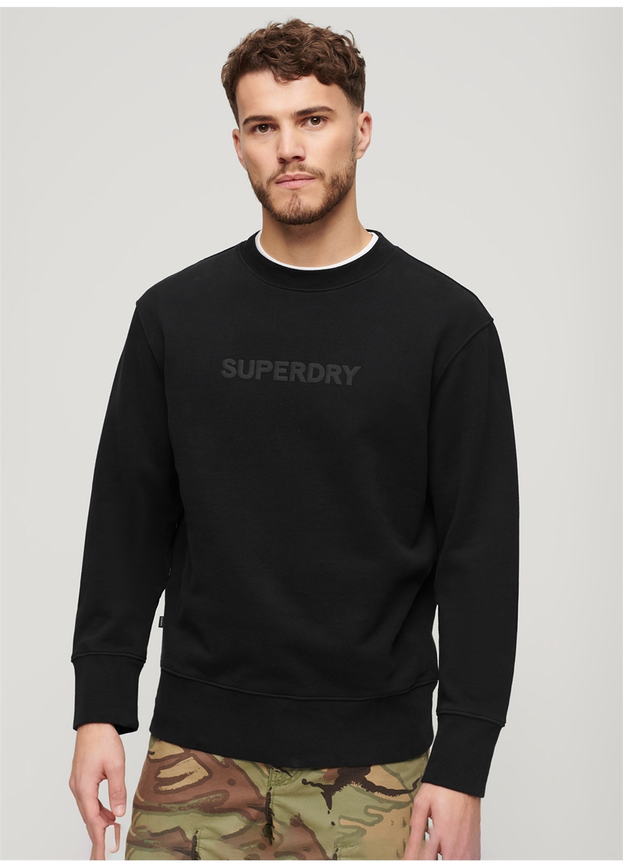 Superdry Bisiklet Yaka Siyah Erkek Sweatshırt M2013527A02A_LUXURY SPORT LOOSE FIT_1