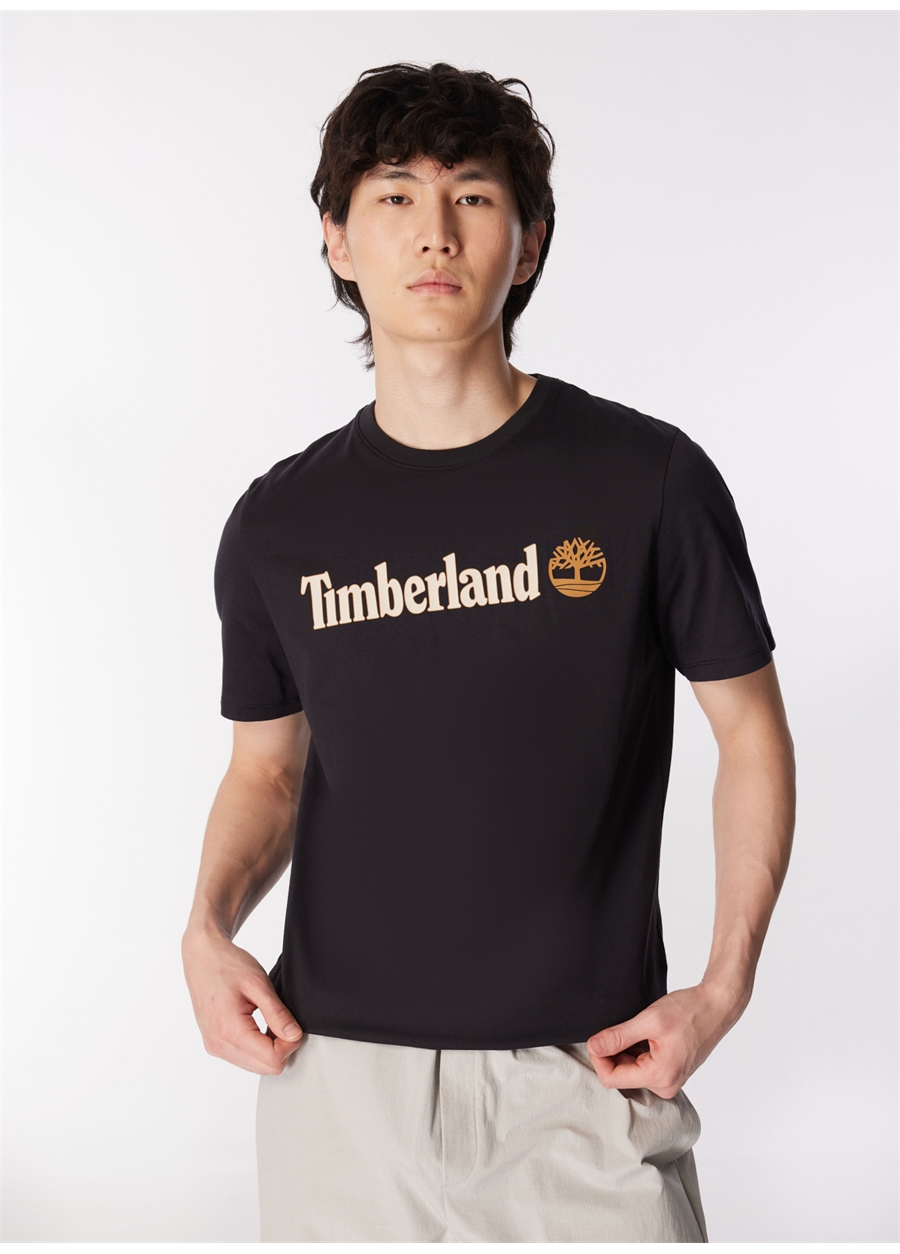 Timberland Siyah Erkek Bisiklet Yaka Standart Fit Baskılı T-Shirt TB0A5UPQ0011_Short Sleeve Tee
