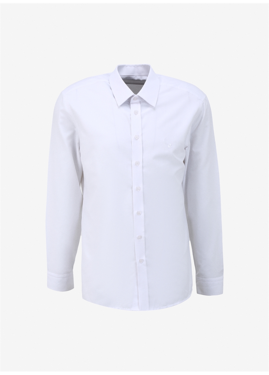 Pierre Cardin Slim Fit Klasik Yaka Armürlü Beyaz Erkek Gömlek SANDY