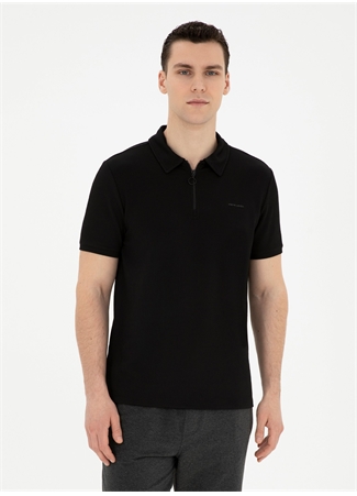 Pierre Cardin Jakarlı Siyah Erkek Polo T-Shirt KORE